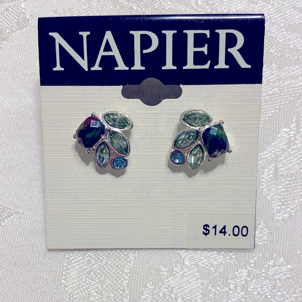 New Napier Blue/Green Leaf Earrings